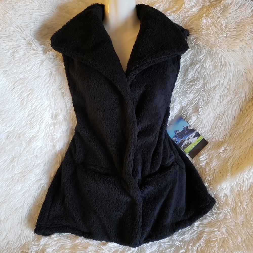 Brand New Black Sherpa Stillwater Cozy Warm Vest Pockets Jacket XL